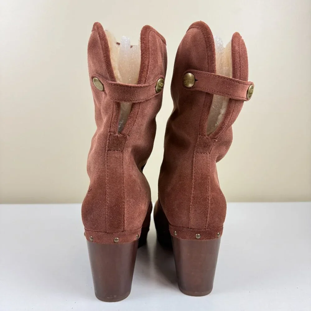 Like New UGG Lynnea Burnished Suede Foldable Shearling Boots S/N 3204